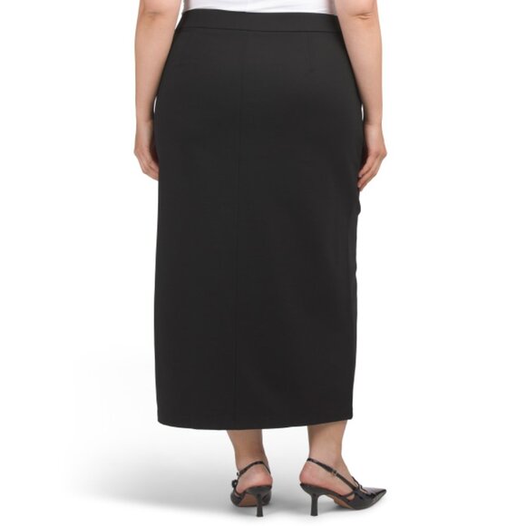 EILEEN FISHER Black Plus Washable Flex Ponte Knit Skirt - Picture 2 of 2